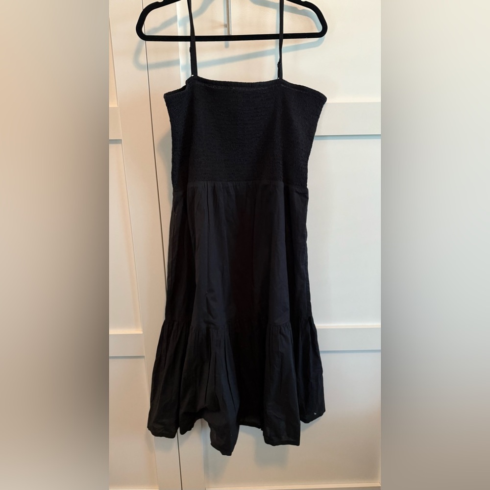 J. Crew Black Midi Sundress with Smocked Bodice